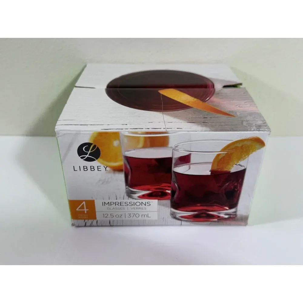 Libbey Intuition 11.75‎ Ounce Double Old-Fashioned Glass Set 4 Cocktail Glasses
